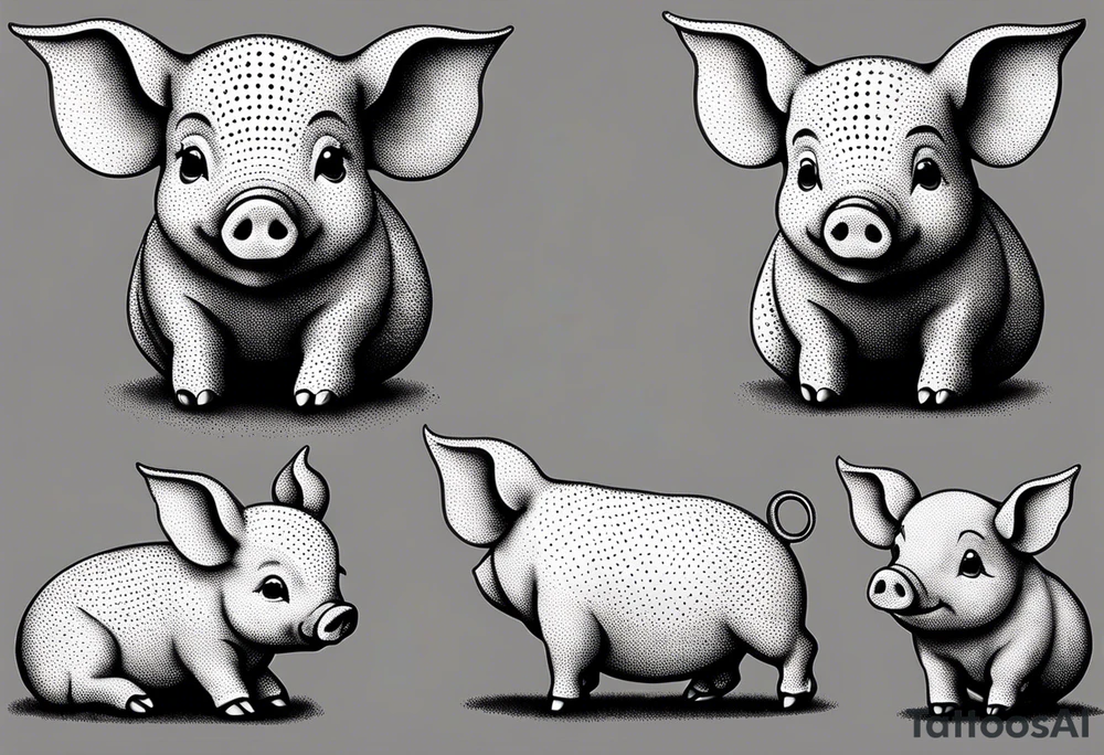 very cute happy piglet.
outline only.
black and white only.
only show the piglet. no extra lines or decoration.
no black shading.
dont make the ears too big.
draw very thin lines

should look like a tattoo that will only take 15 minutes to draw tattoo idea