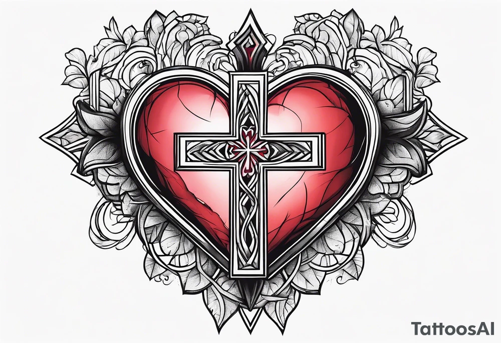 Broken heart with cross tattoo idea