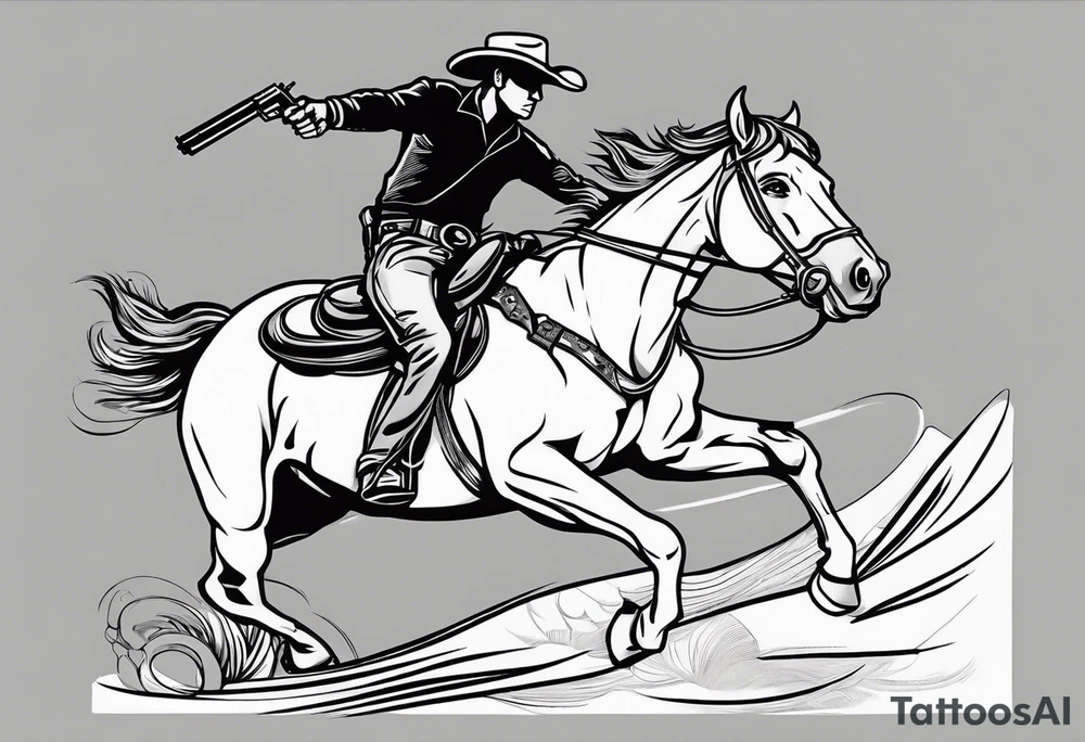 Cowboy riding off on a horse with shotgun tattoo idea