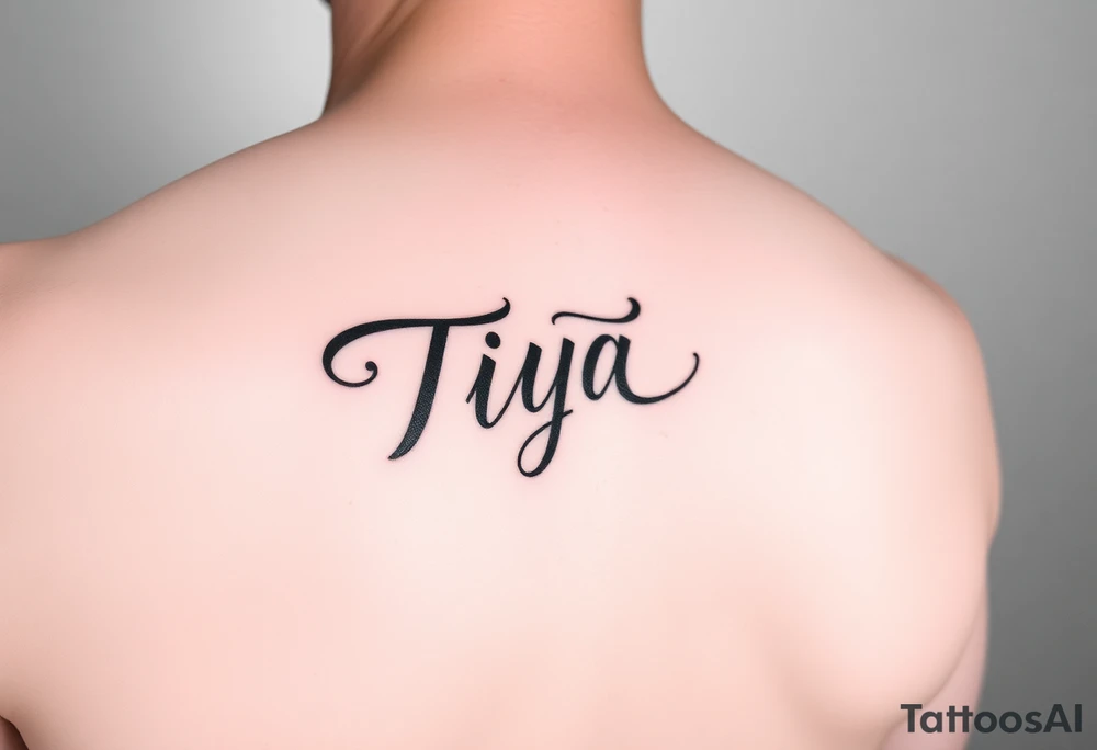 “Tiya” in writing on hand tattoo idea