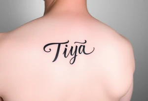 “Tiya” in writing on hand tattoo idea