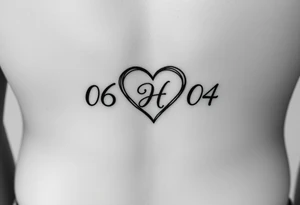 06/09/04 written and under the date is a heart inside the heart is a letter H in cursive on the lower back waist tattoo idea