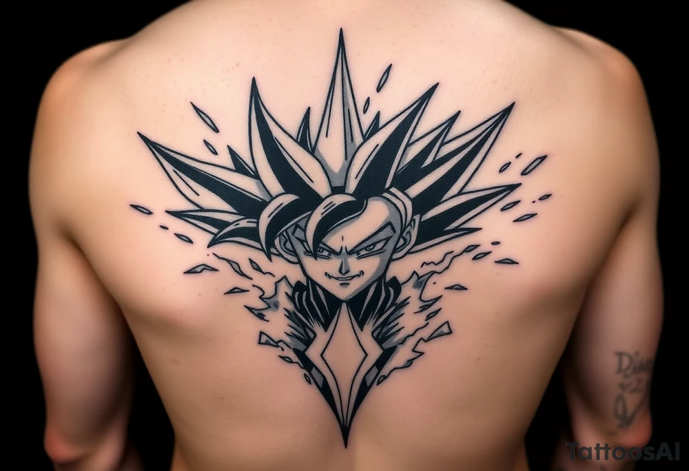 legendary dragonball z scene with energy aura and power effects tattoo idea