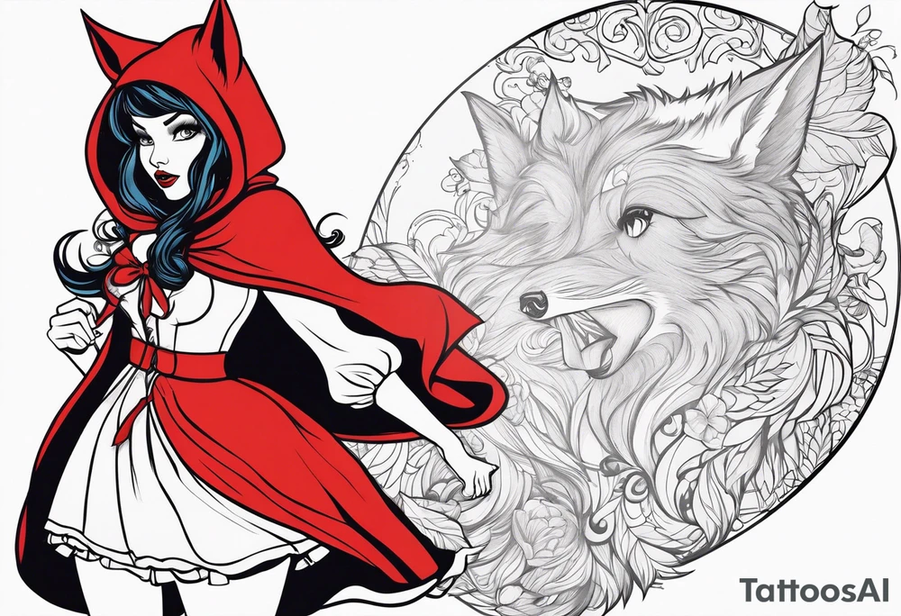 Red riding hood full thigh tattoo tattoo idea