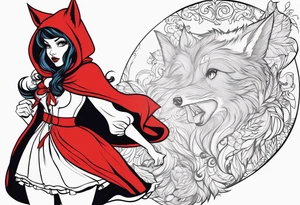 Red riding hood full thigh tattoo tattoo idea