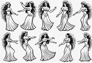 Old School Tattoo Style, Hula Girl dancing, full body, white background --no skin tattoo idea