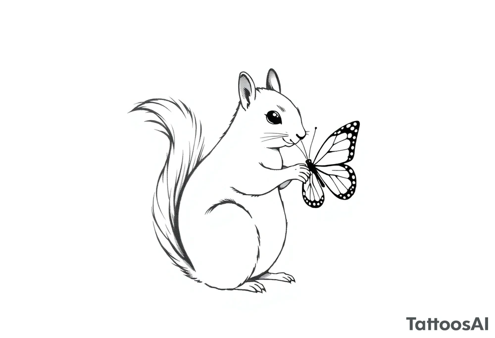 Squirrel holding butterfly tattoo idea