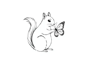 Squirrel holding butterfly tattoo idea