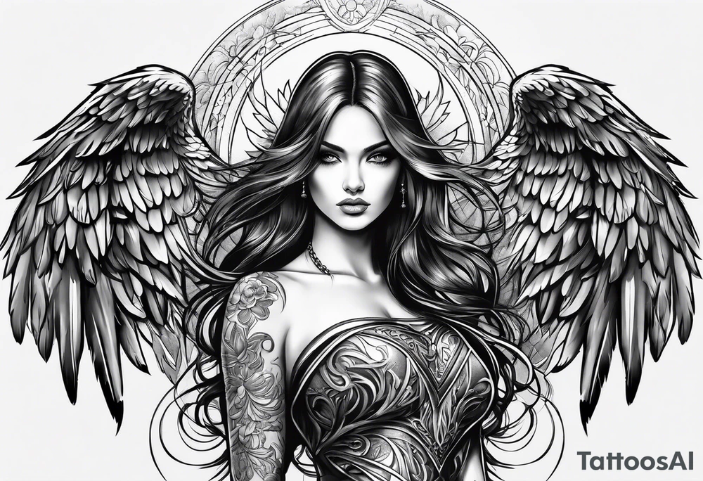 Female dark angel tattoo idea