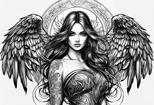 Female dark angel tattoo idea