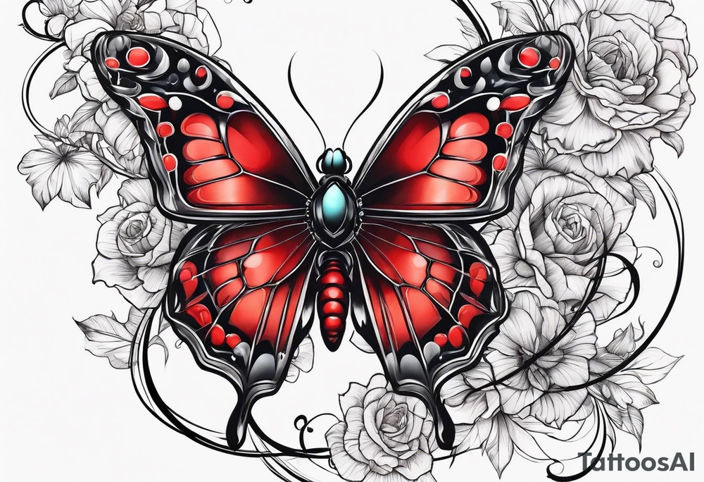 red butterfly spider dreamy tattoo idea