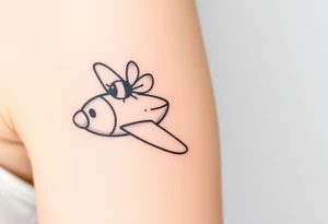 airplane with a bee flying with it tattoo idea