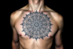 intricate mandala with sacred geometry and cosmic elements tattoo idea