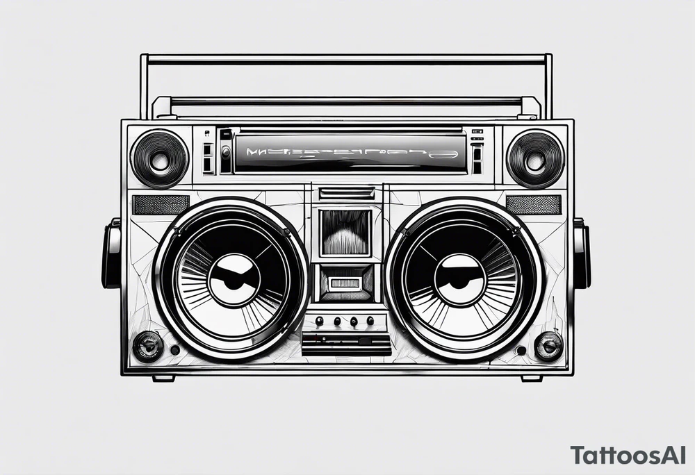 A boombox in fineline very minimalistic tattoo idea