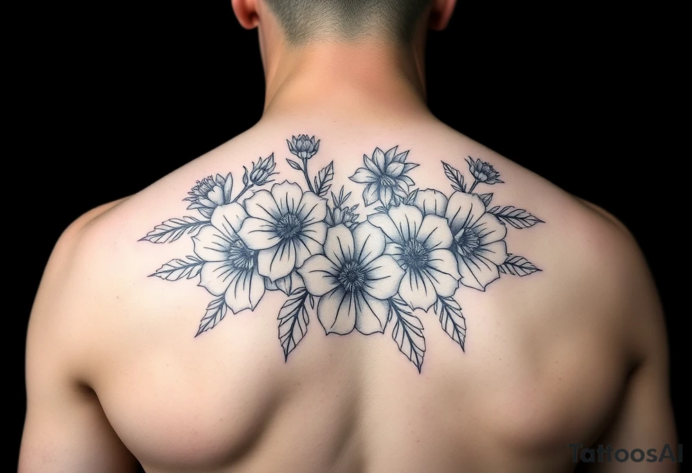 back tattoo of all flowers tattoo idea
