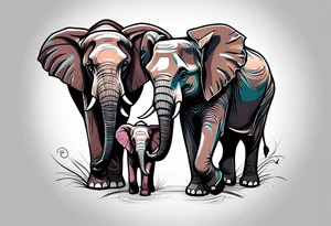 mother daughter , elephants tattoo idea