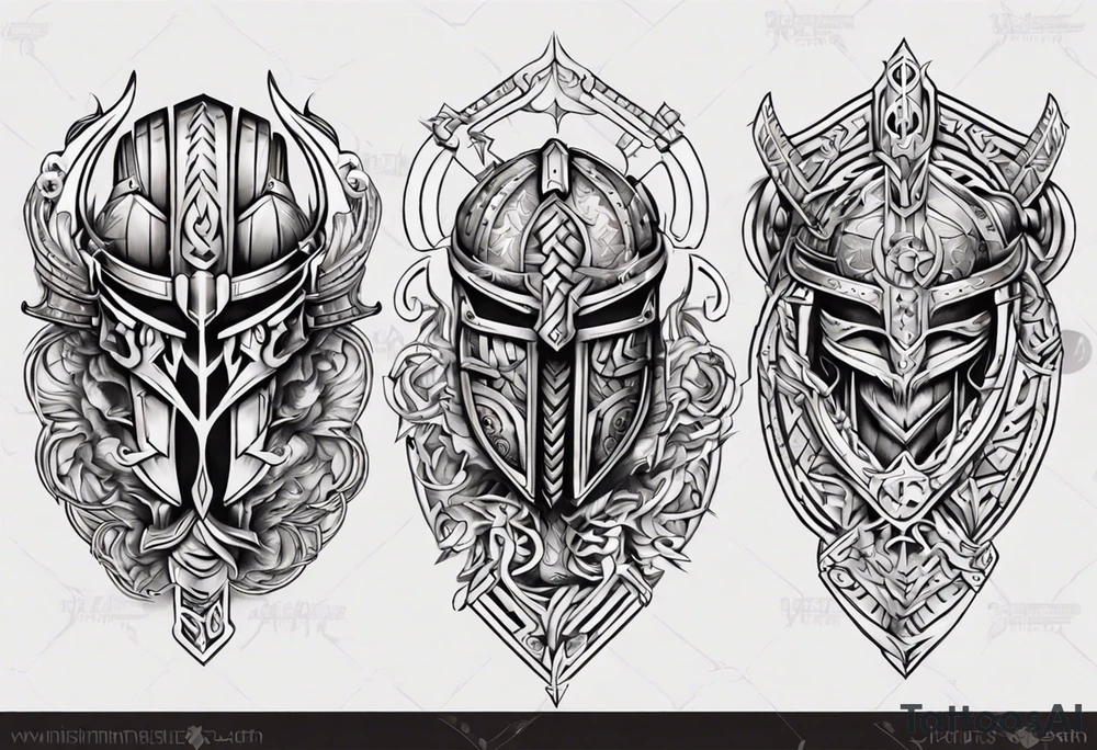 Viking armor mechanical symmetrical tattoo idea