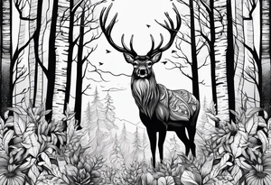 deer forest tattoo idea