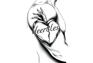 Heartless words written with broken real heart design tattoo idea