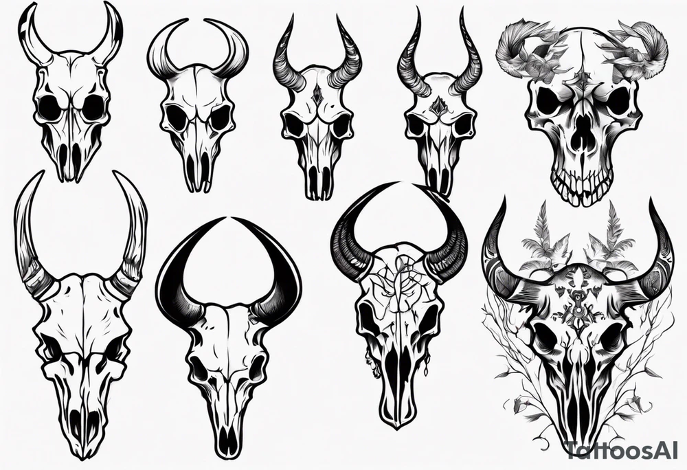 animal skulls tattoo idea