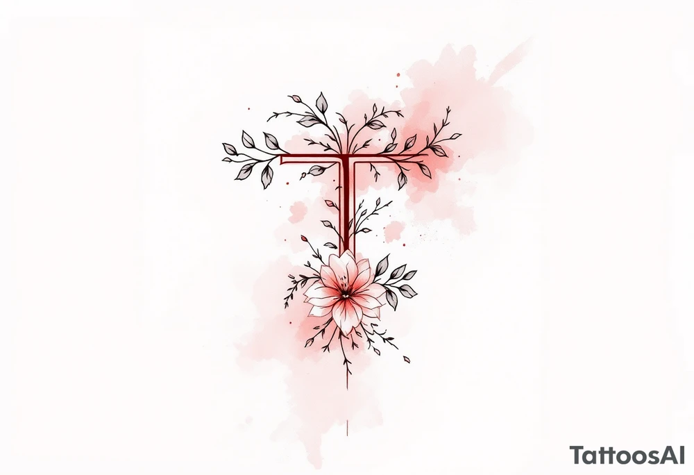 A sleek modern "T" in blush pink tattoo idea