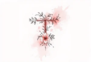 A sleek modern "T" in blush pink tattoo idea