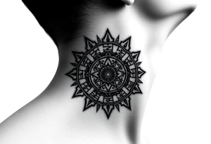 zombie Aztec sun calendar tattoo idea