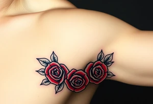 A traditional tattoo-style mole with bold black outlines, and red roses surrounding it for a classic old-school aesthetic tattoo idea