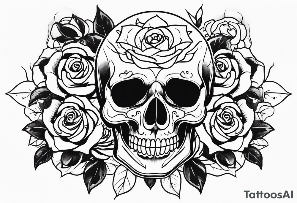 skull and roses tattoo idea