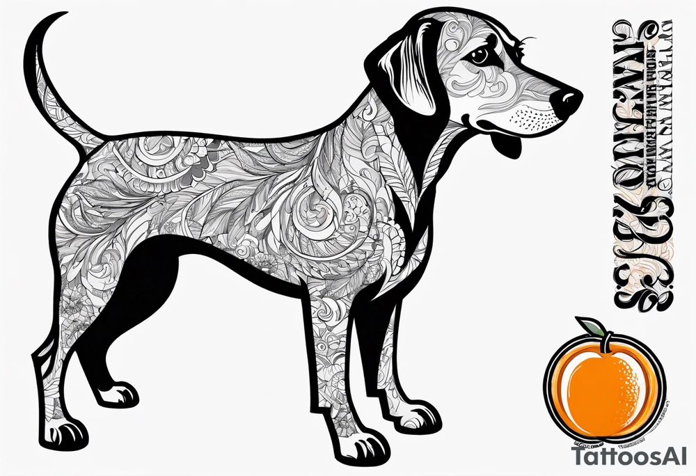 wiener dor orange with gray feet tattoo idea