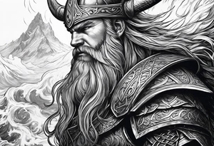 Norse mythology, ultra realism, Viking, war, battle, storm, chaos,  detailed, ragnarok tattoo idea