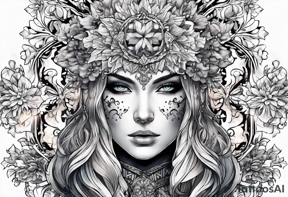snowflake warrior, flower tattoo idea