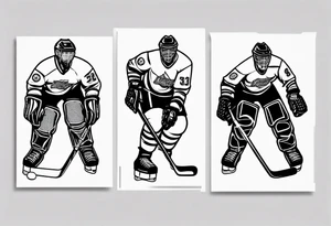 Hockey net with 3 jerseys hanging in the net tattoo idea