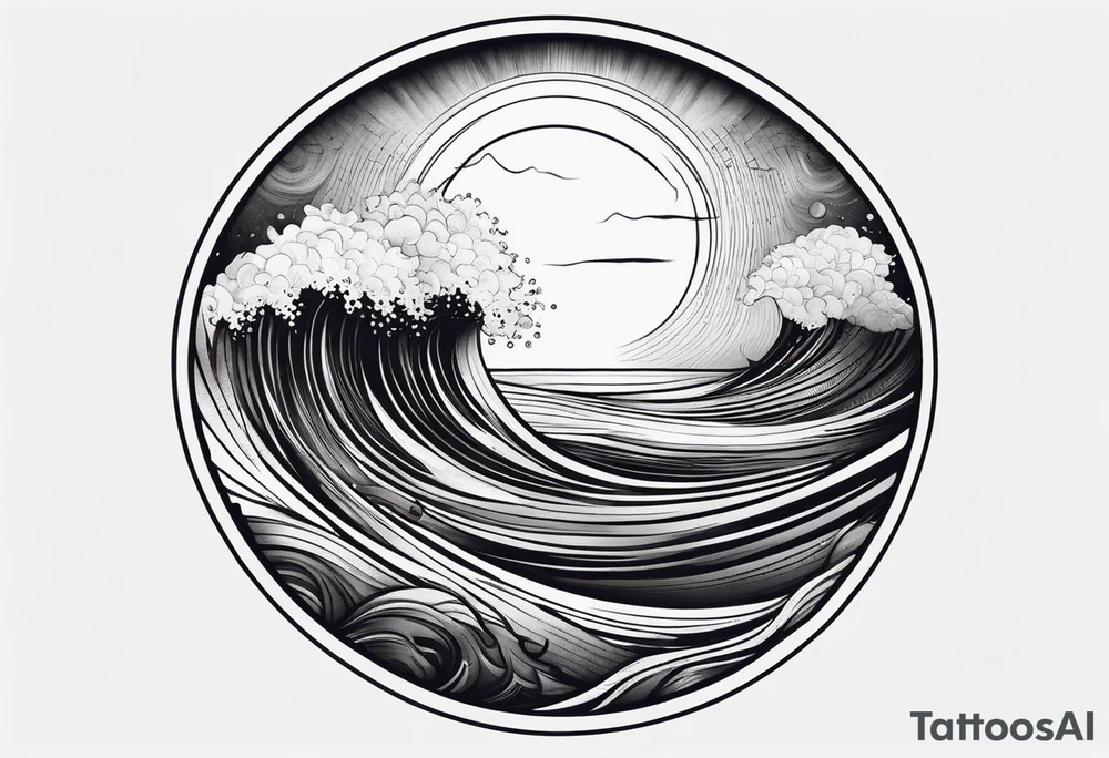 I want a tattoo of the ocean in a circle with more waves looking out at the ocean tattoo idea