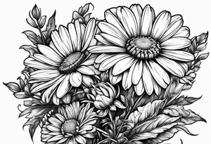 Daisy bouquet with stems tattoo idea