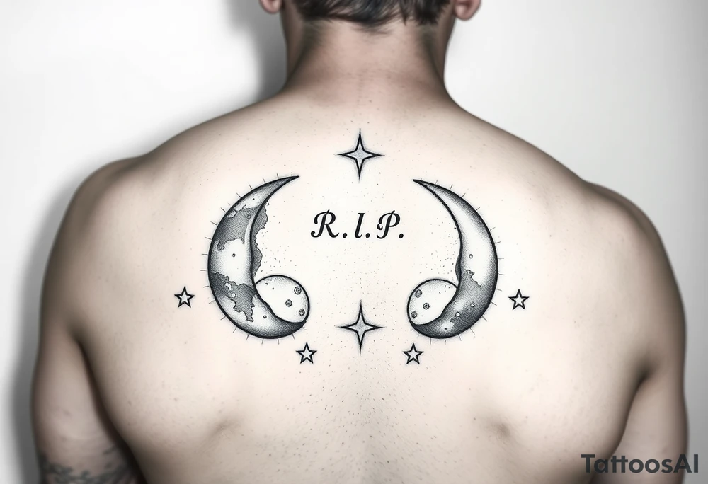 R.I.P. 
Anthony Lamont Deal Sr 
surrounded by moons and stars 
On my right forearm tattoo idea