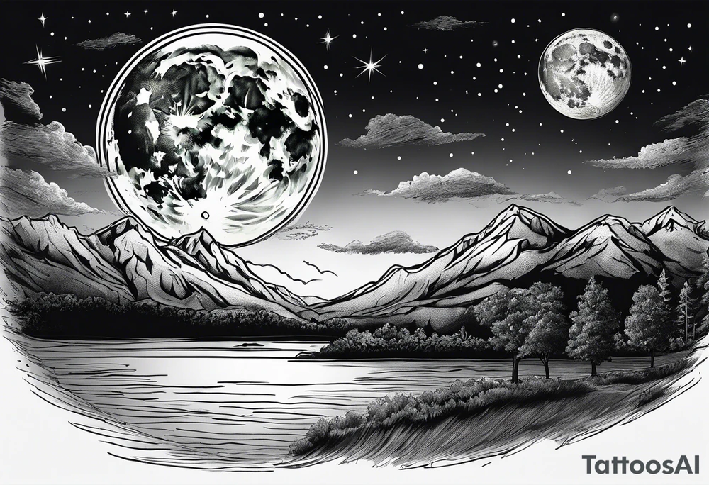 Full moon in sky tattoo idea