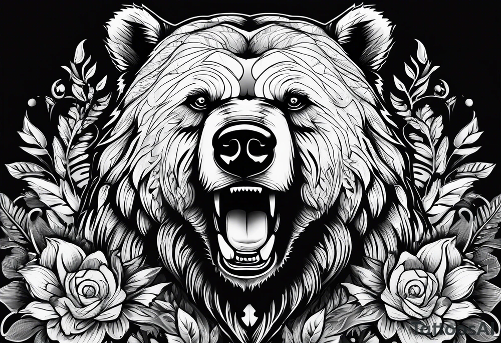 Bear face tattoo idea