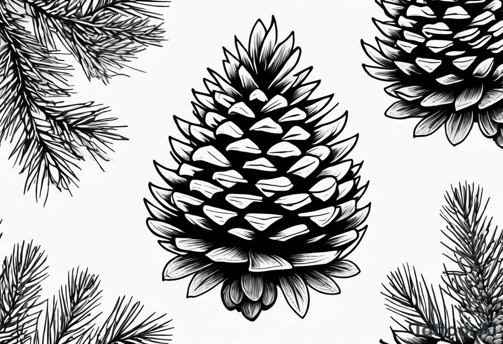 Pine cone with forest growing on top of it tattoo idea