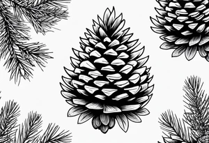 Pine cone with forest growing on top of it tattoo idea