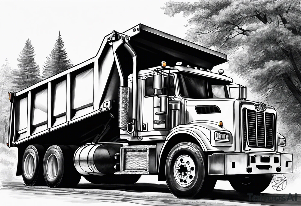 Realistic tattoo of a Dump truck on a forearm tattoo idea