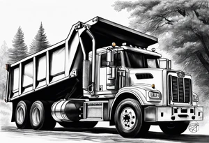 Realistic tattoo of a Dump truck on a forearm tattoo idea