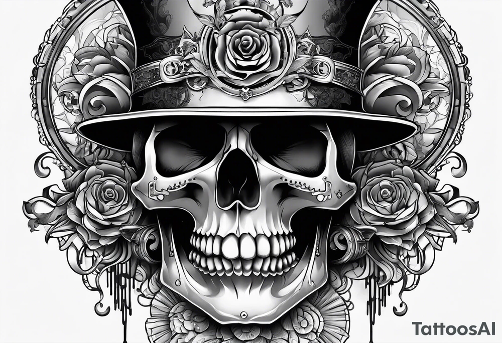 Steam punk style skull tattoo idea