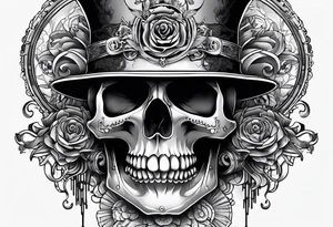 Steam punk style skull tattoo idea