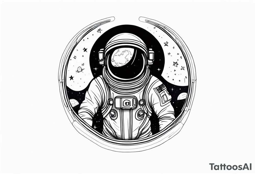 an astronaut hunched over in space from the back holding a planet in his hands tattoo idea