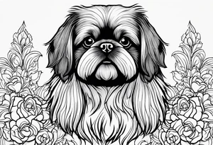 A mixed breed Pekingese and Shih-Tzu dog. Just the outline of his face. tattoo idea