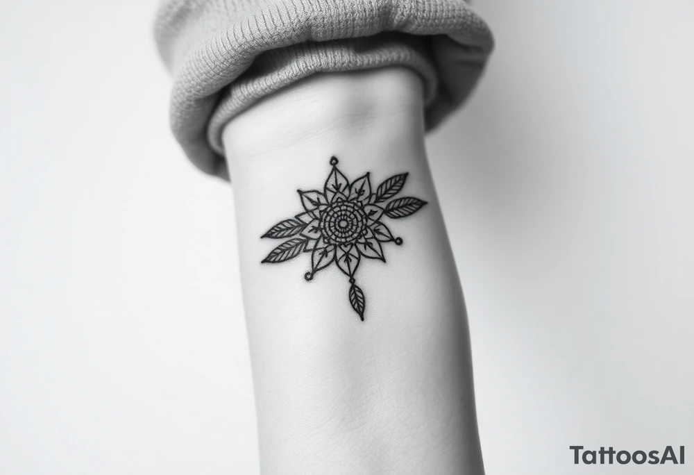 spiritual feathers ornamental mandala indian shaman rune tattoo idea