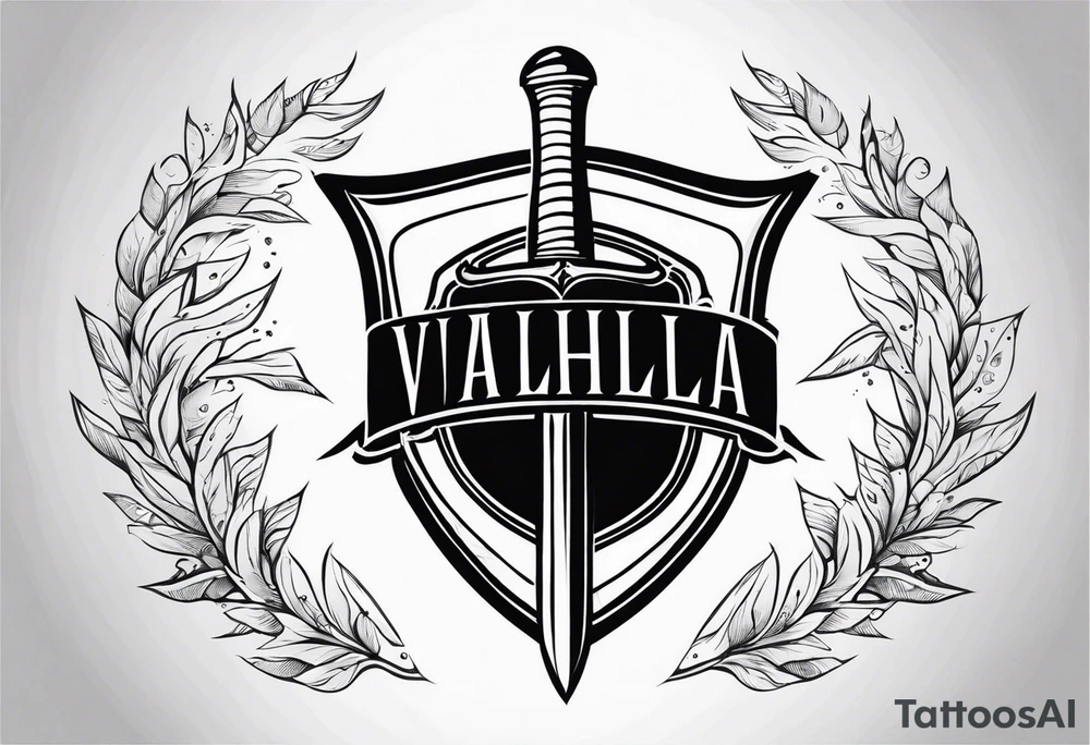 Valhalla sword shield lightning mist tattoo idea