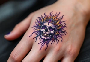 carabela con corona, purple tattoo idea