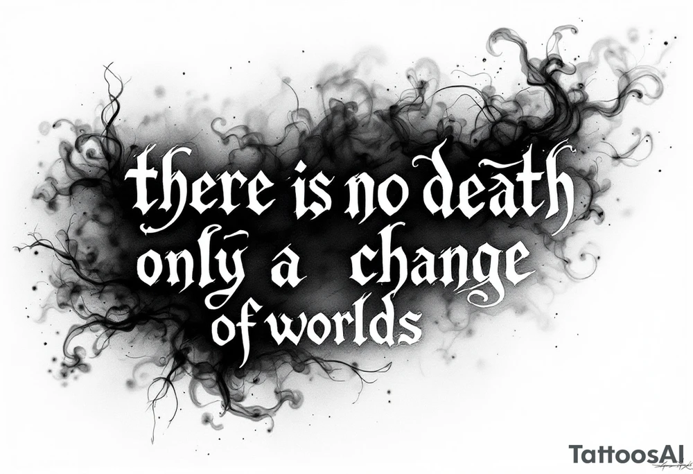 there is no death only a change of worlds with a hour glass and smoke behind it tattoo idea